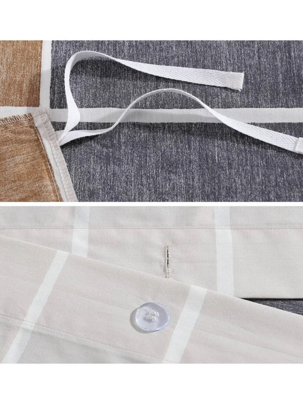 Marimekko Tiiliskivi Raita Brown/Navy KING 3 PCS Duvet Cover/Sham Set. $467